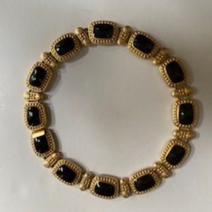 Black stone and Gold necklace